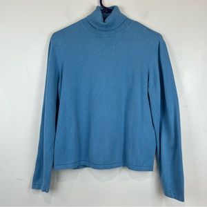 Orvis Blue Long Sleeve Blue Turtleneck Women’s Size Medium Cotton/Cashmere